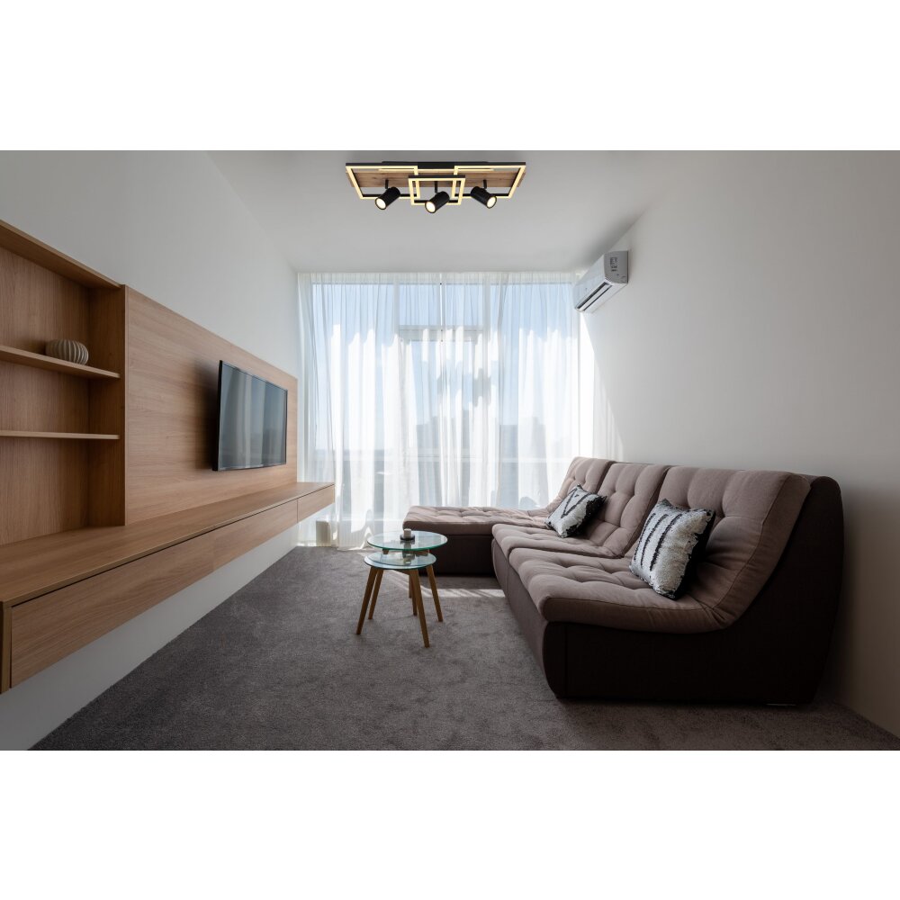 Globo KASSU Deckenleuchte LED Holzoptik, Schwarz, Weiß, 3-flammig main product photo