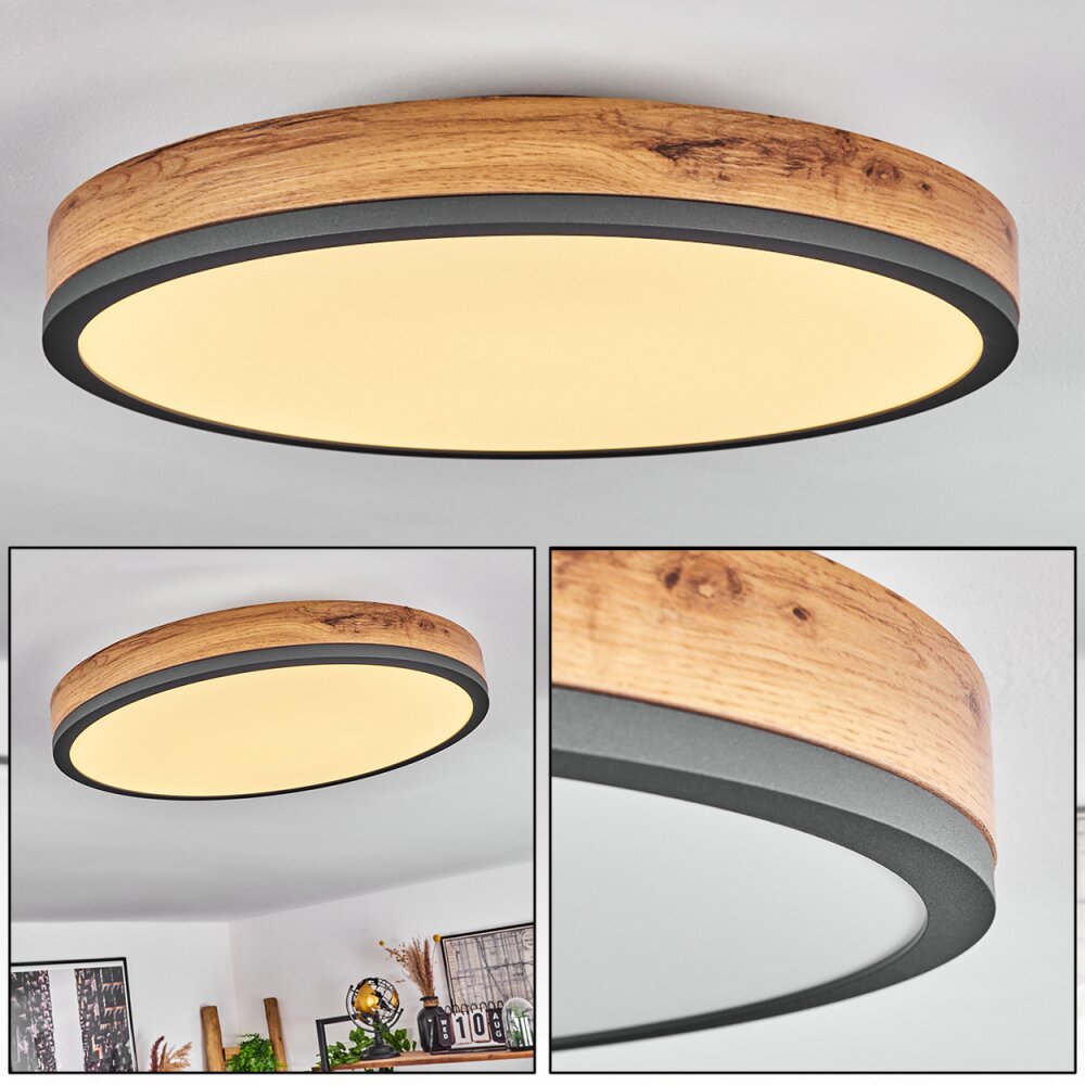 Salmi Deckenpanel LED Anthrazit, Braun, Holzoptik, 1-flammig main product photo