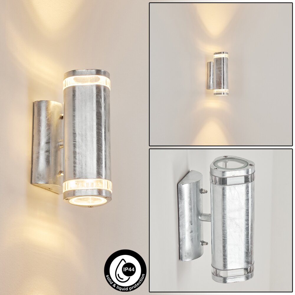 Amyton Außenwandleuchte Edelstahl, Transparent, Klar, Verzinkt, 2-flammig main product photo