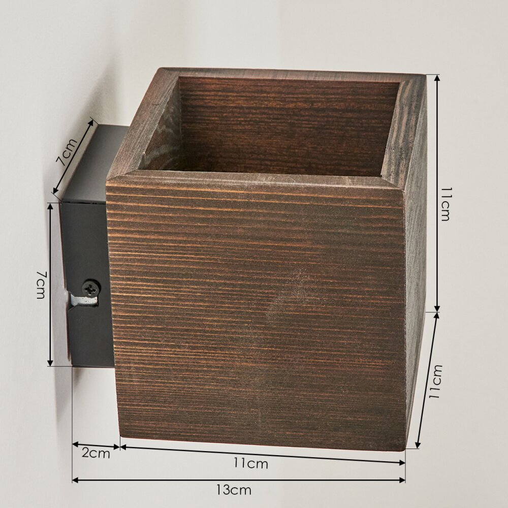 Polcura Wandleuchte Holz dunkel, 1-flammig