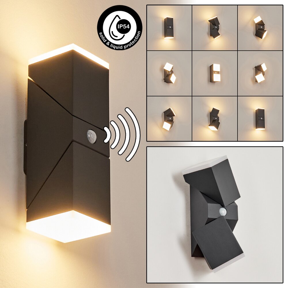 Toogong Außenwandleuchte LED Anthrazit, 2-flammig, Bewegungsmelder main product photo