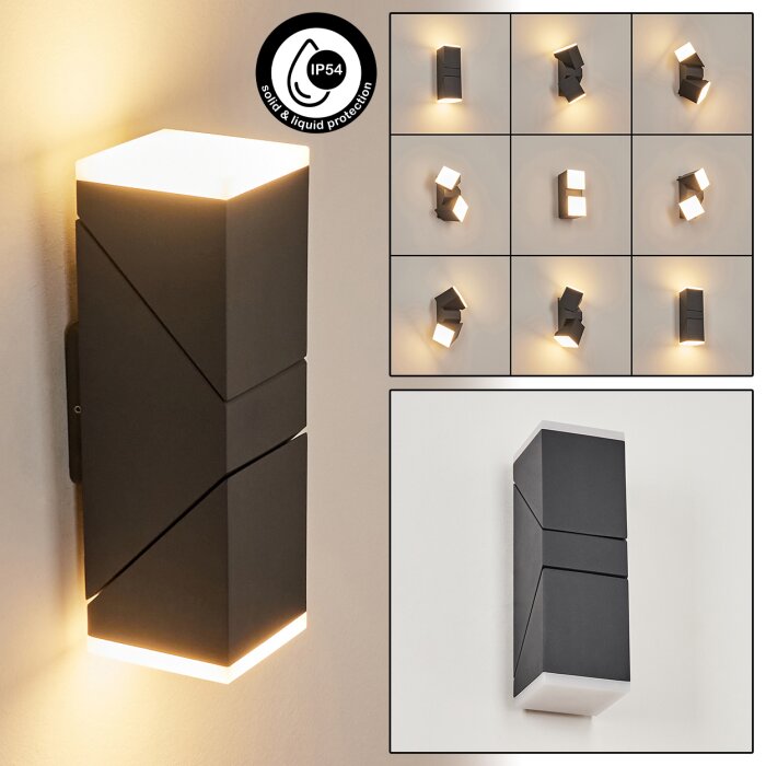 Toogong Außenwandleuchte LED Anthrazit, 2-flammig Toogong Außenwandleuchte LED Anthrazit, 2-flammig