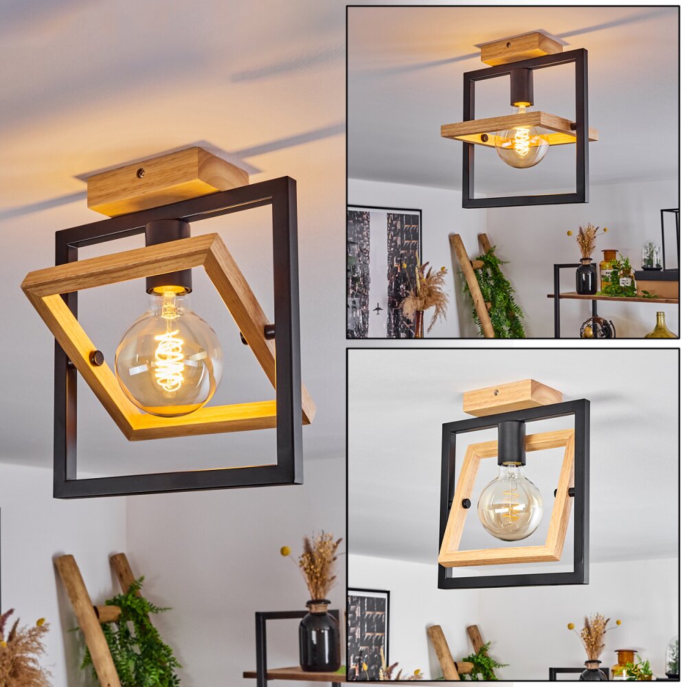 Espenel Deckenleuchte Holz hell, Schwarz, 1-flammig main product photo
