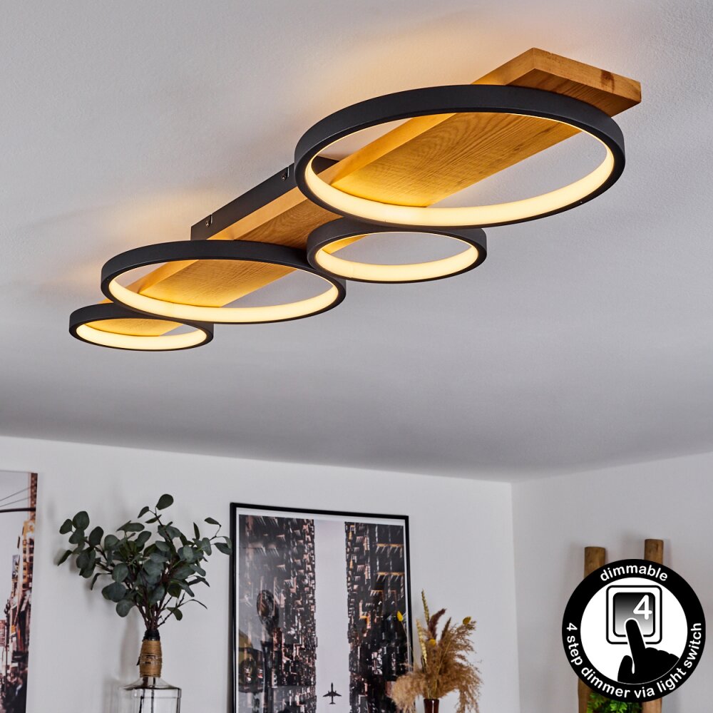 Rodekro Deckenleuche LED Holz hell, Schwarz, 1-flammig main product photo