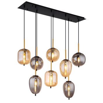 Globo BLACKY Pendelleuchte Messing, Schwarz, 8-flammig