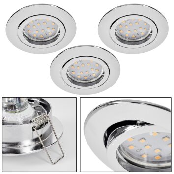 Kerrouan Einbauleuchte 3-er Set LED Chrom, 1-flammig