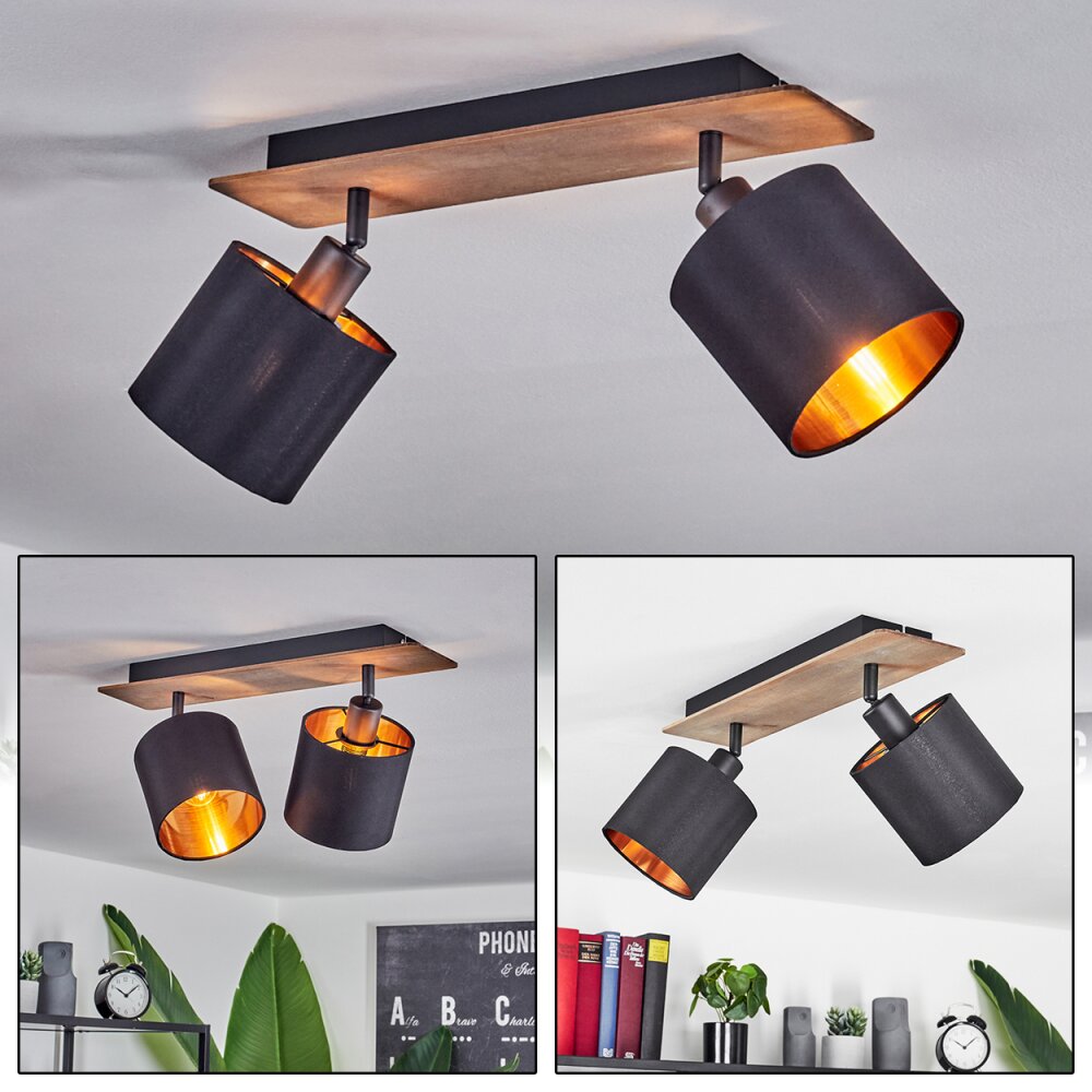 Alsen Deckenleuchte Holz dunkel, Schwarz, 2-flammig main product photo