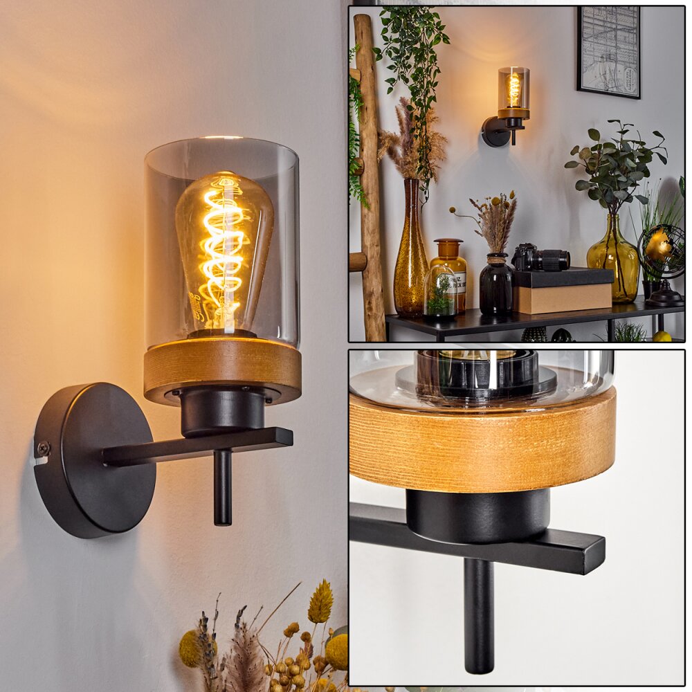 Amignon Wandleuchte Naturfarben, Schwarz, 1-flammig main product photo