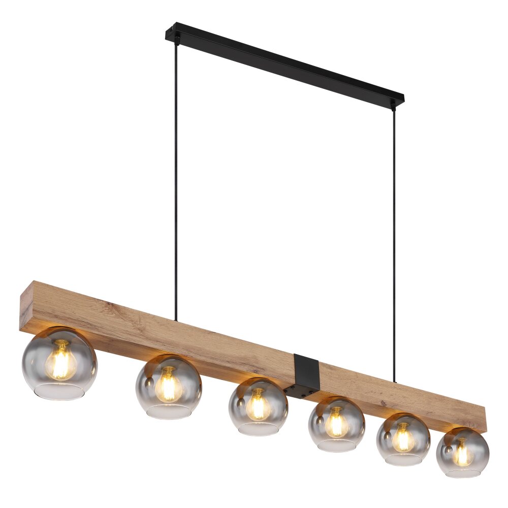 Globo MOITAS Hängeleuchte Holzoptik, Schwarz, 6-flammig main product photo