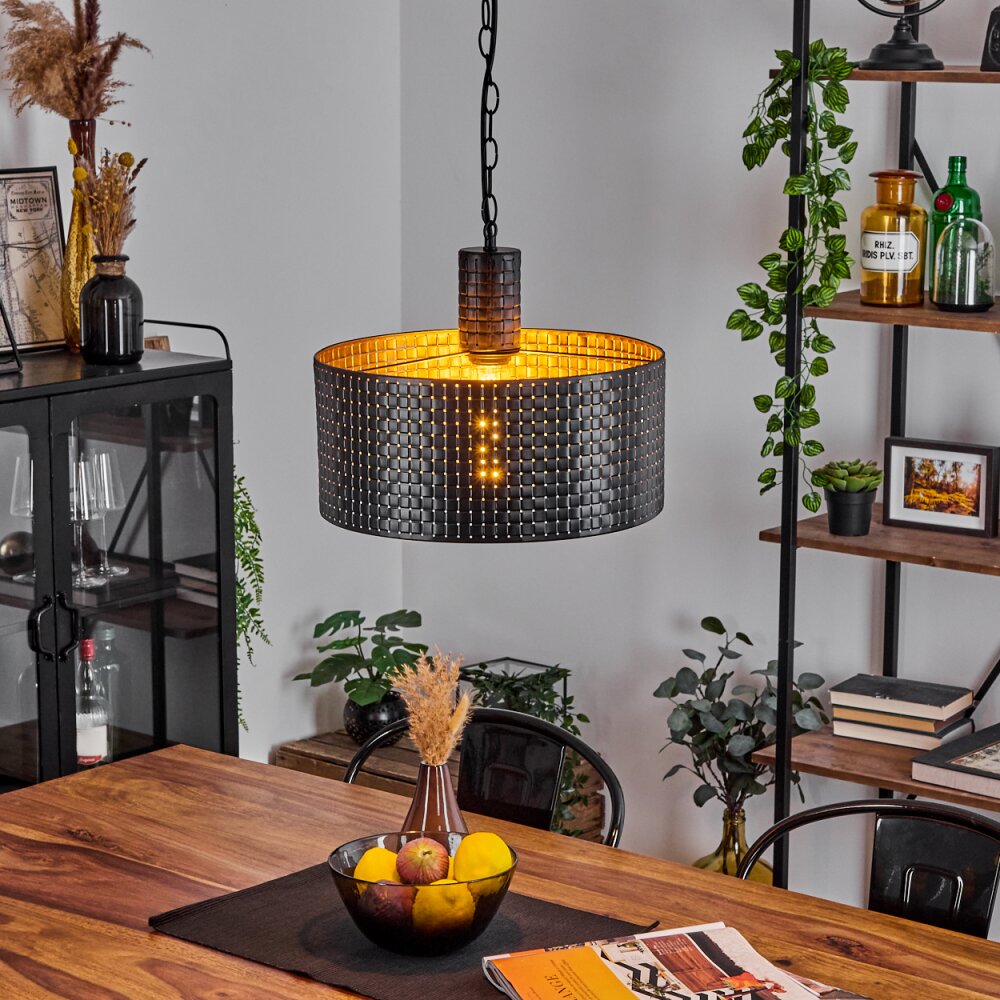 Chabian Hängeleuchte Braun, Holzoptik, Schwarz, 1-flammig main product photo