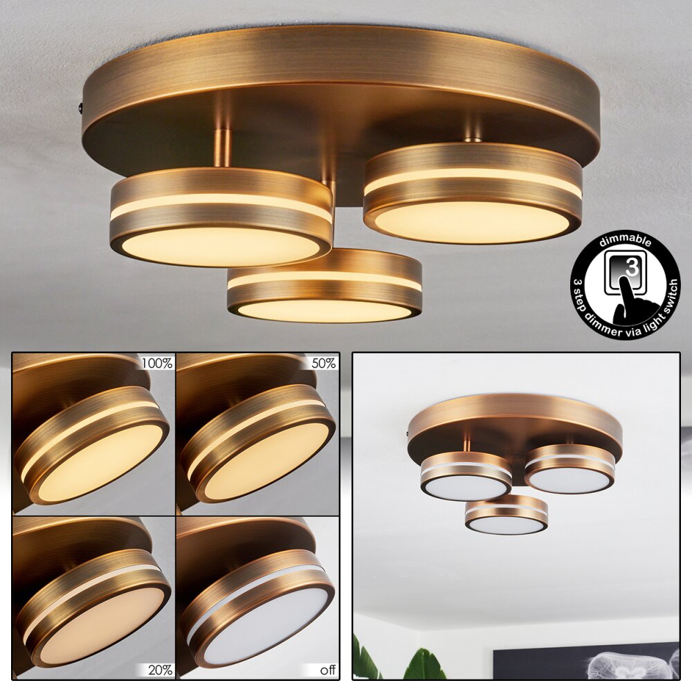Huallilemu Deckenleuchte LED Altmessing, 3-flammig main product photo