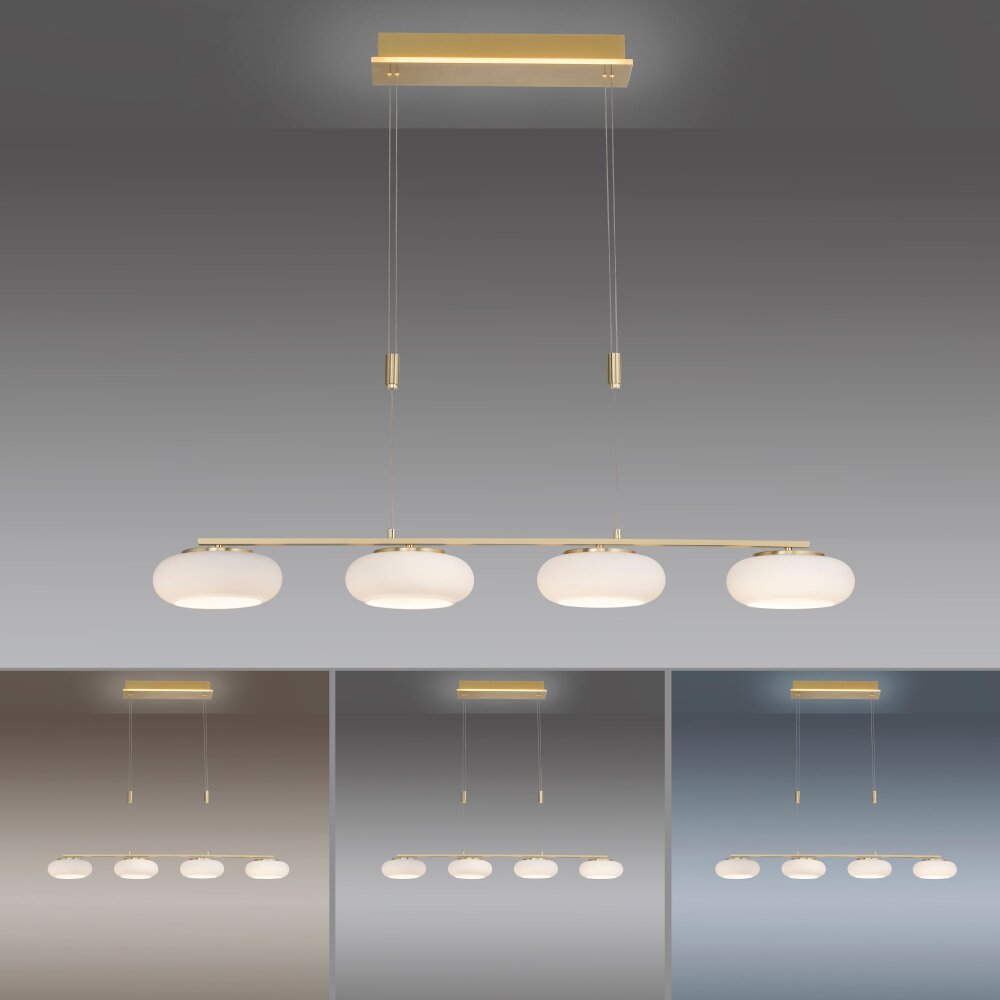 Paul Neuhaus Q-ETIENNE Pendelleuchte LED Messing, 4-flammig, Fernbedienung