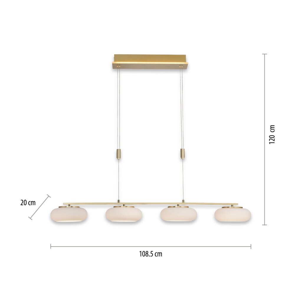 Paul Neuhaus Q-ETIENNE Pendelleuchte LED Messing, 4-flammig, Fernbedienung
