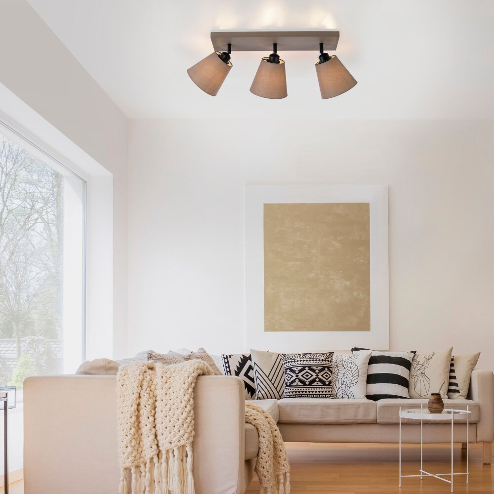 Leuchten Direkt RIALA Deckenleuchte Taupe, 3-flammig main product photo
