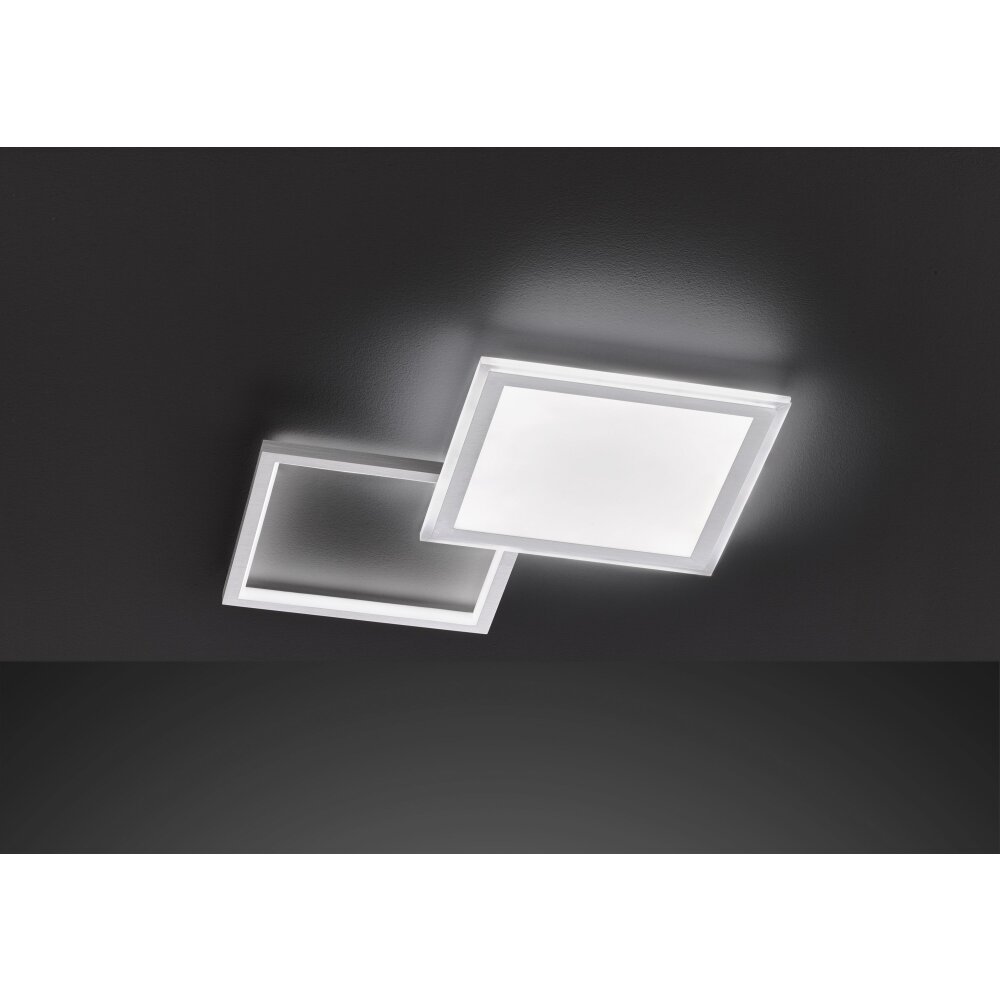 Wofi Leuchten ZENIT Deckenleuchte LED Aluminium gebürstet, 2-flammig, Fernbedienung main product photo