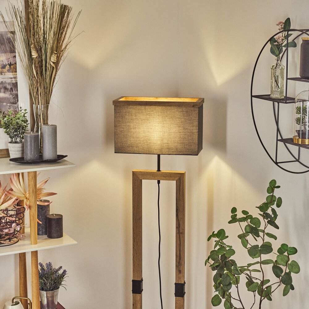 Lure Stehleuchte Braun, Holzoptik, Schwarz, 1-flammig