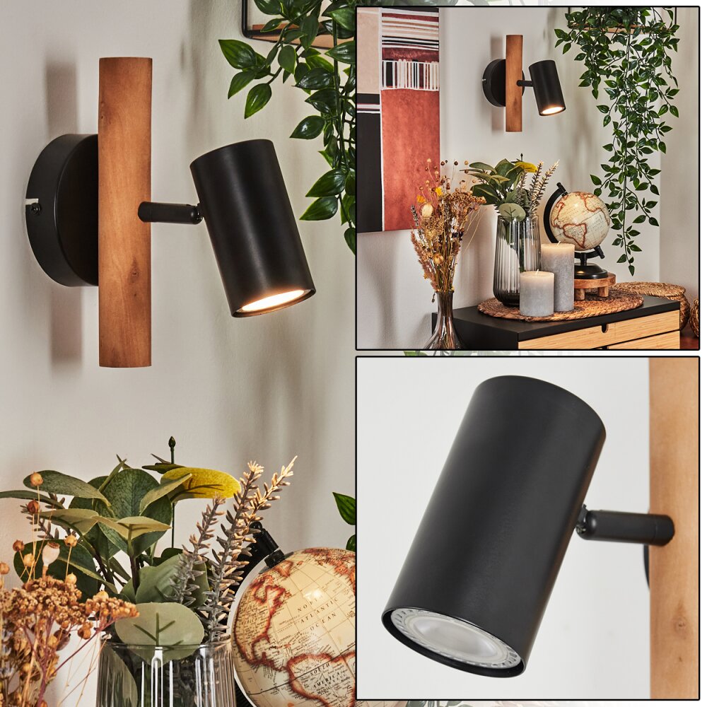 Arbrentin Wandleuchte Holz hell, Schwarz, 1-flammig main product photo