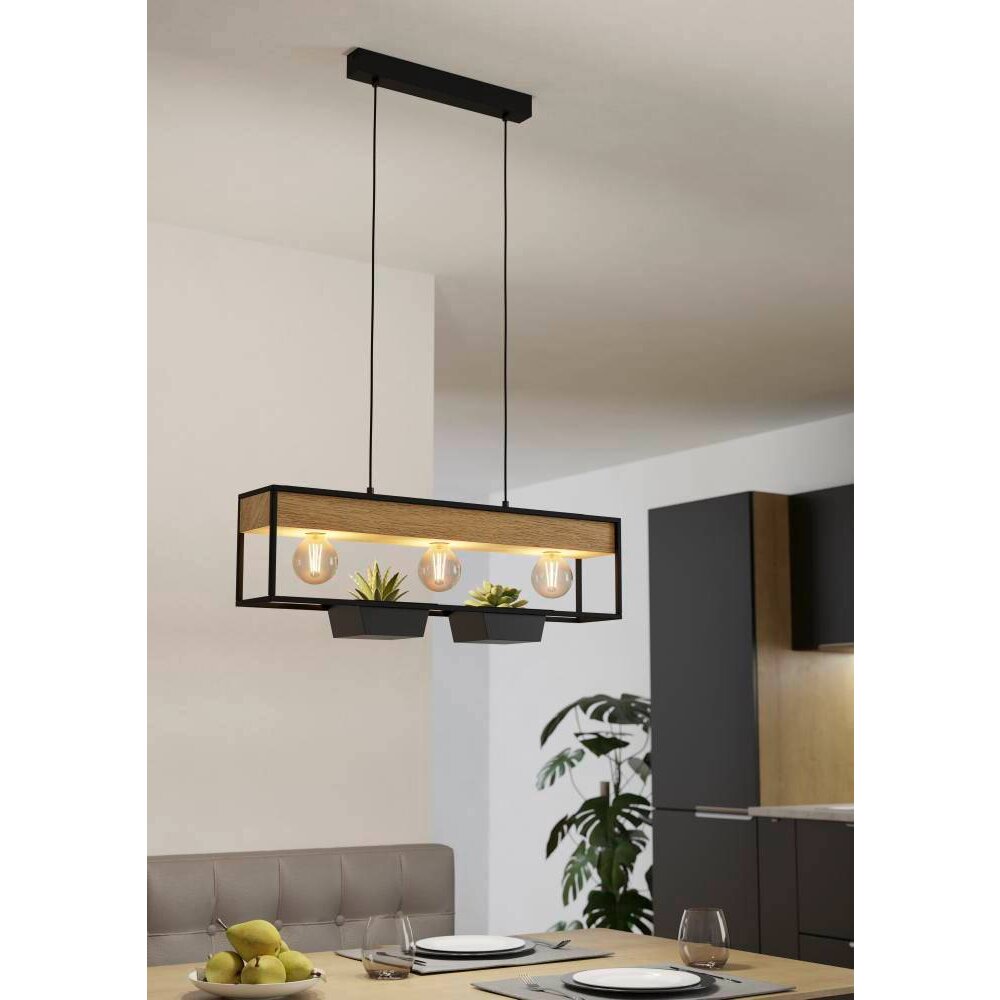 Eglo LIBERTAD Pendelleuchte Naturfarben, Schwarz, 3-flammig main product photo