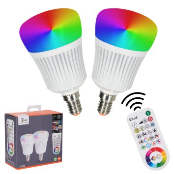 Candal E14 LED RGB 7 Watt 2200-6500 Kelvin 470 Lumen 2er Set mit Fernbedienung