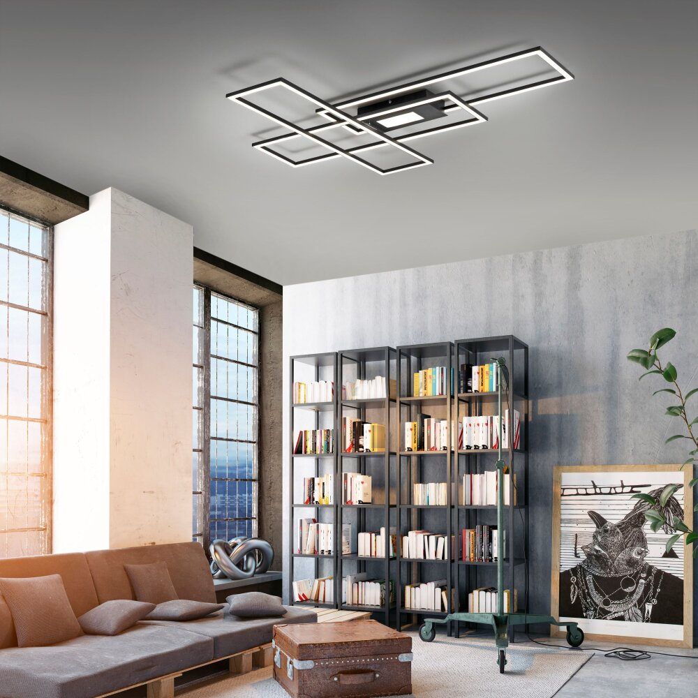 Leuchten Direkt ASMIN Deckenleuchte LED Schwarz, 1-flammig, Fernbedienung main product photo