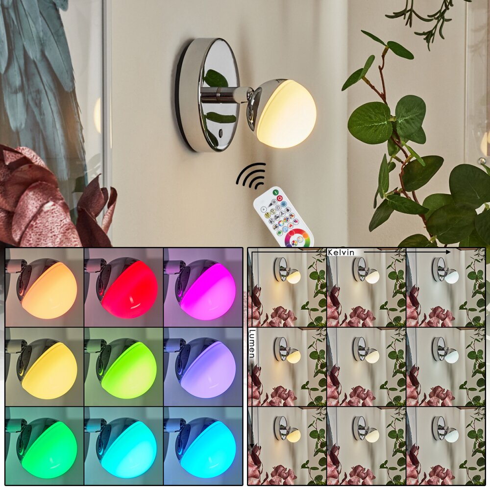Sanchequias Wandleuchte LED Chrom, 1-flammig, Fernbedienung, Farbwechsler main product photo