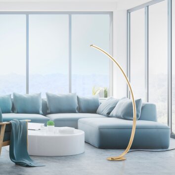 Paul Neuhaus Q-VITO Bogenleuchte LED Messing, 1-flammig, Fernbedienung