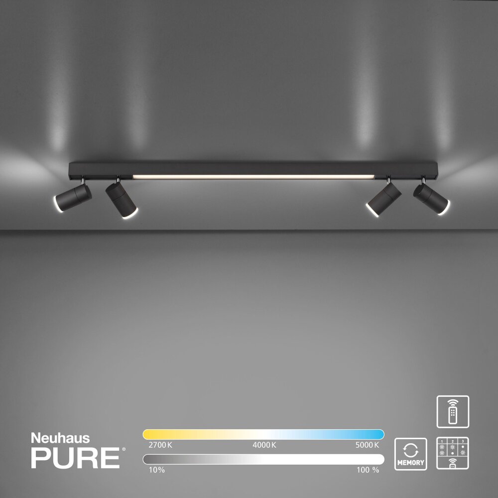 Paul Neuhaus PURE-LINES Deckenleuchte LED Anthrazit, 1-flammig, Fernbedienung