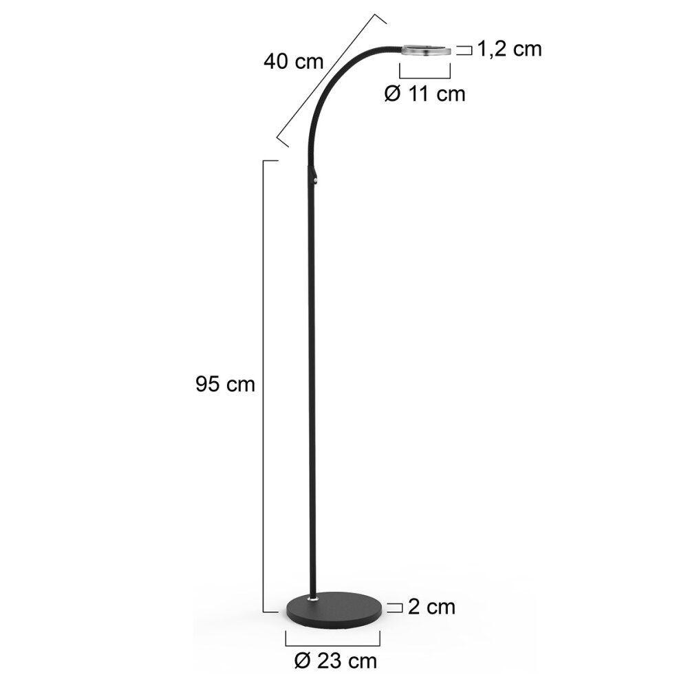 Steinhauer Turound Stehleuchte LED Schwarz, 1-flammig