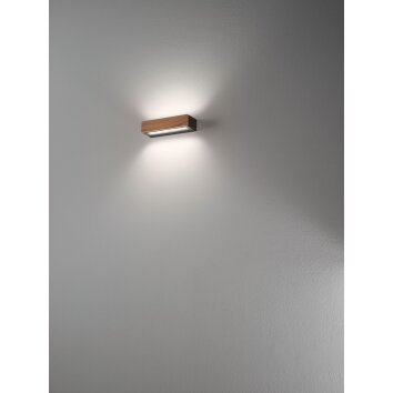 Fabas Luce Hazel Wandleuchte LED Holz dunkel, Schwarz, 1-flammig