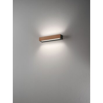 Fabas Luce Hazel Wandleuchte LED Holz dunkel, Schwarz, 1-flammig