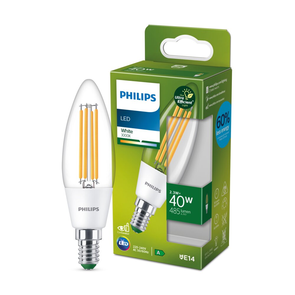 Philips Classic LED E14 2,3 Watt 3000 Kelvin 485 Lumen main product photo