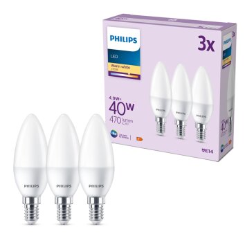 Philips Classic 3er Set LED E14 4,9 Watt 2700 Kelvin 470 Lumen