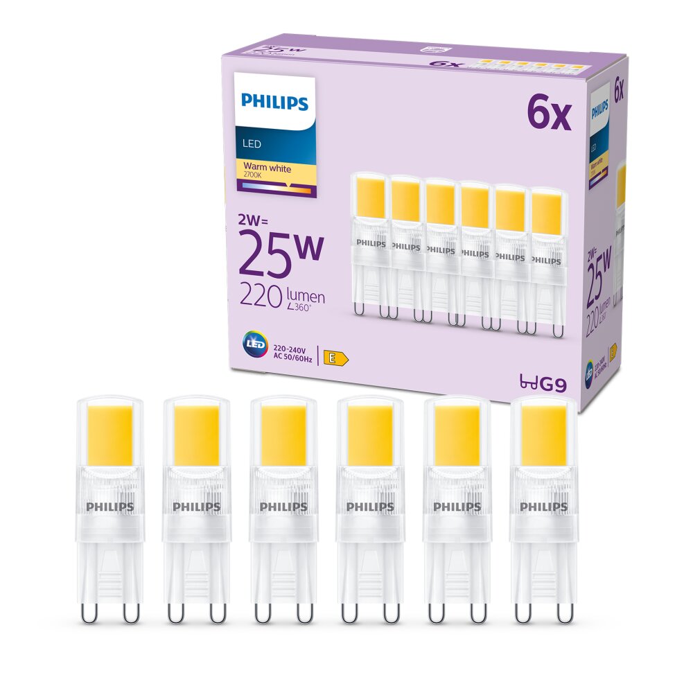 Philips Brenner 6er Set LED GU9 2 Watt 2700 Kelvin 220 Lumen main product photo