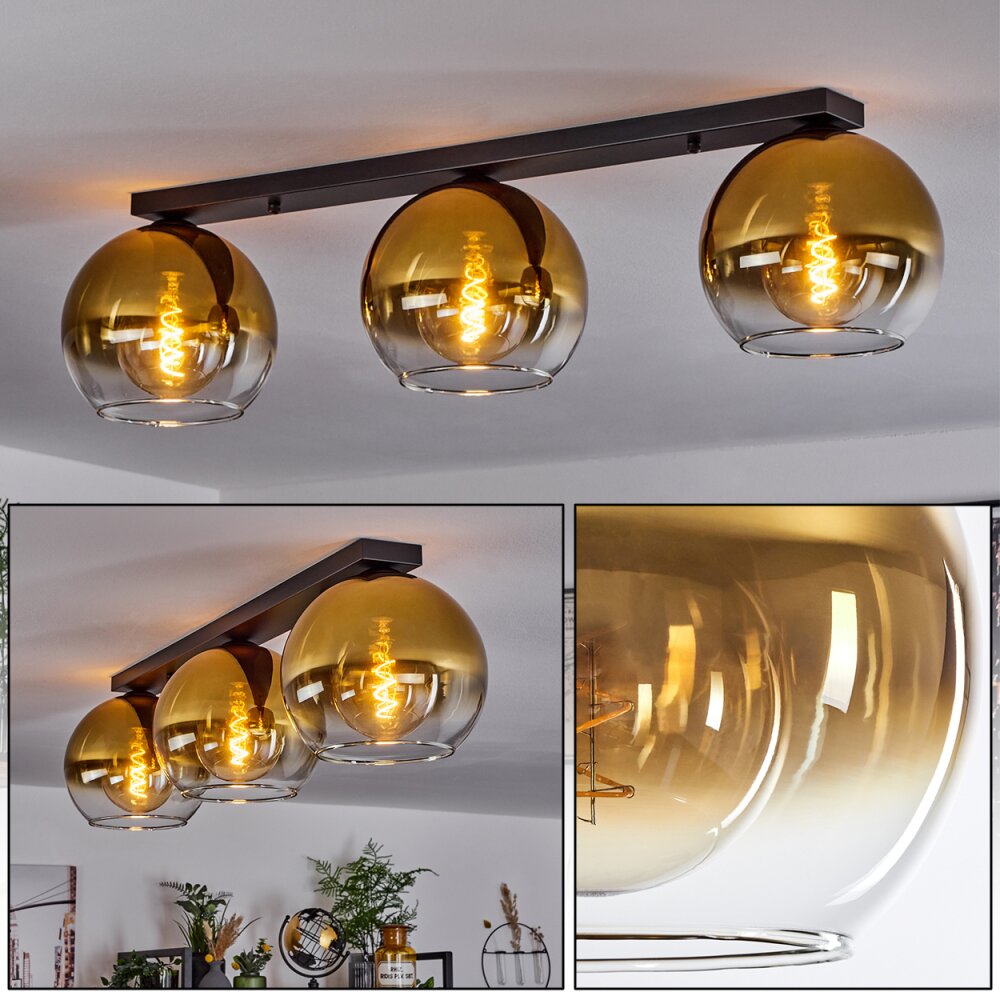 Koyoto Deckenleuchte Glas 25 cm Gold, Klar, 3-flammig main product photo