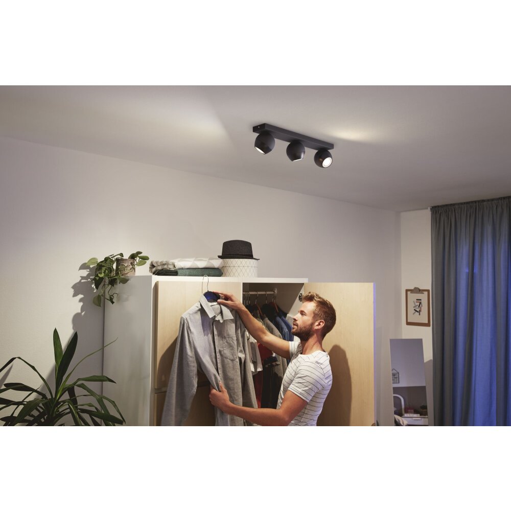 Philips Hue Buckram Deckenleuchte LED Schwarz, 3-flammig, Fernbedienung main product photo