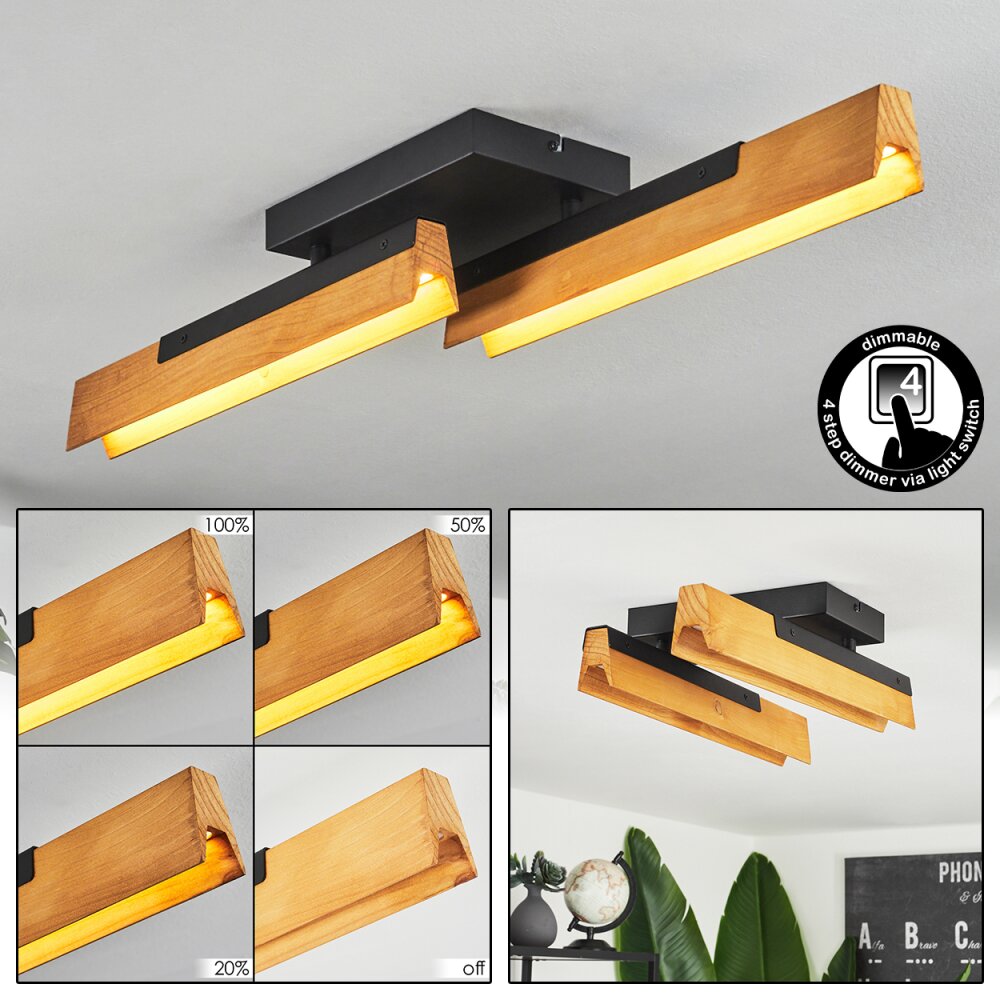 Teira Deckenleuchte LED Naturfarben, Schwarz, 2-flammig main product photo