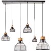 Brilliant Avia Pendelleuchte Holz hell, Schwarz, 6-flammig