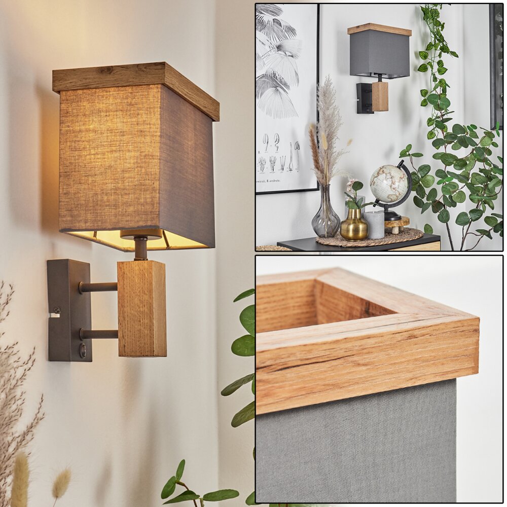 Lure Wandleuchte Braun, Holzoptik, Schwarz, 1-flammig main product photo