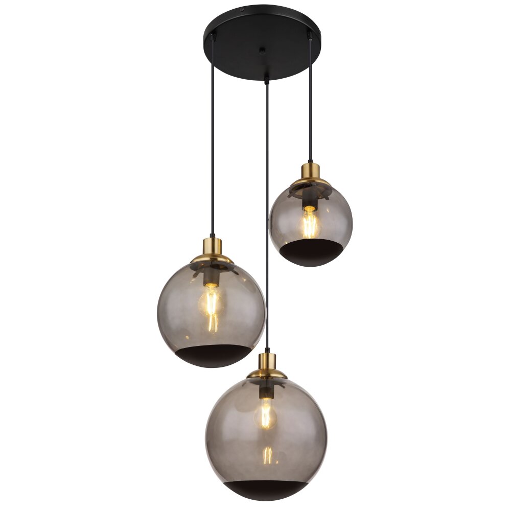 Globo POTTER Hängeleuchte Messing, Schwarz, 3-flammig