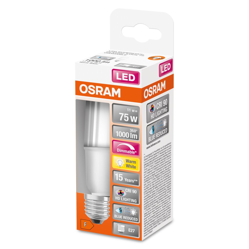 OSRAM SUPERSTAR PLUS LED E27 11 Watt 2700 Kelvin 1000 Lumen main product photo
