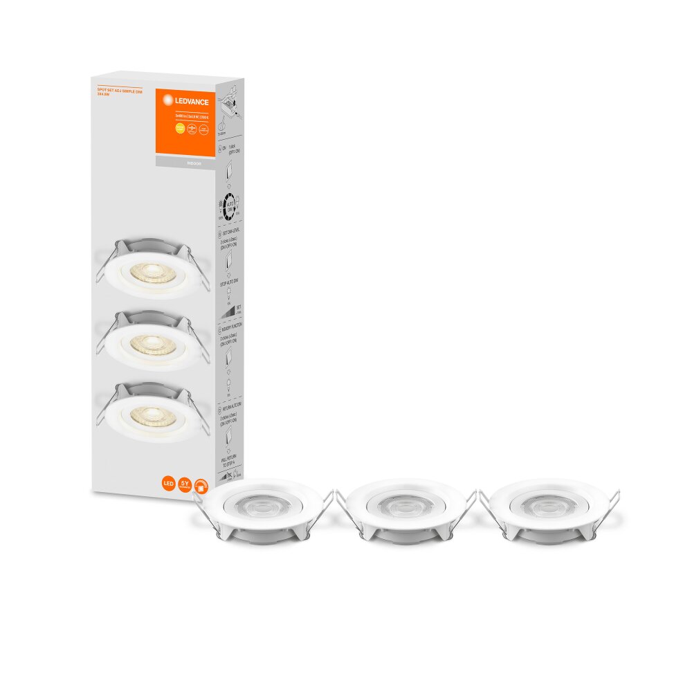 LEDVANCE Spot 3er Set Einbauleuchte Weiß, 3-flammig main product photo