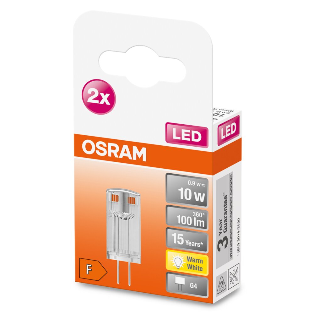 OSRAM LED PIN 2er Set G4 0,9 Watt 2700 Kelvin 100 Lumen main product photo
