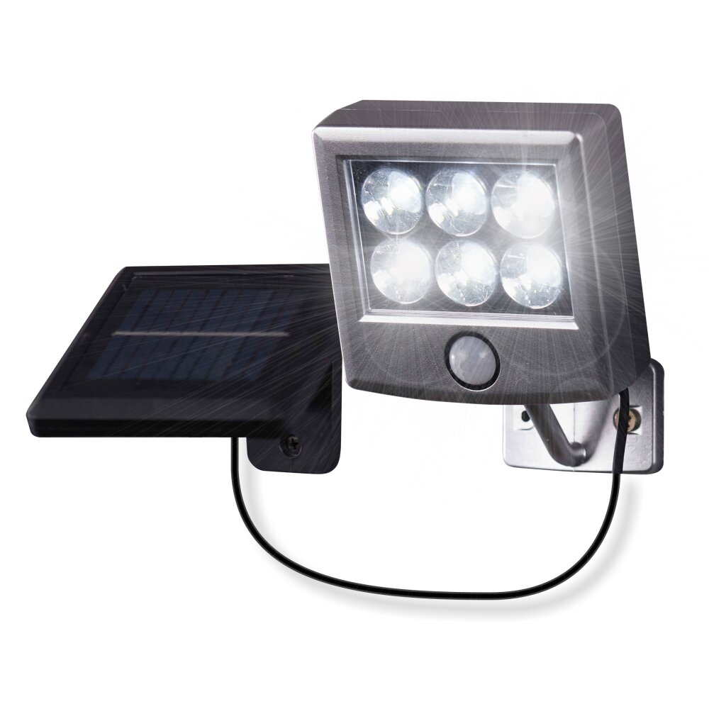 Globo SOLAR Außenwandleuchte LED Schwarz, Silber, 6-flammig, Bewegungsmelder main product photo