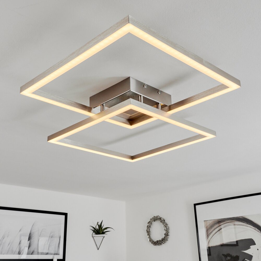 Relous Deckenleuchte LED Edelstahl, 2-flammig, Fernbedienung, Farbwechsler