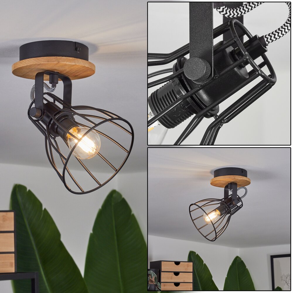 Tros Deckenleuchte Naturfarben, Schwarz, 1-flammig main product photo