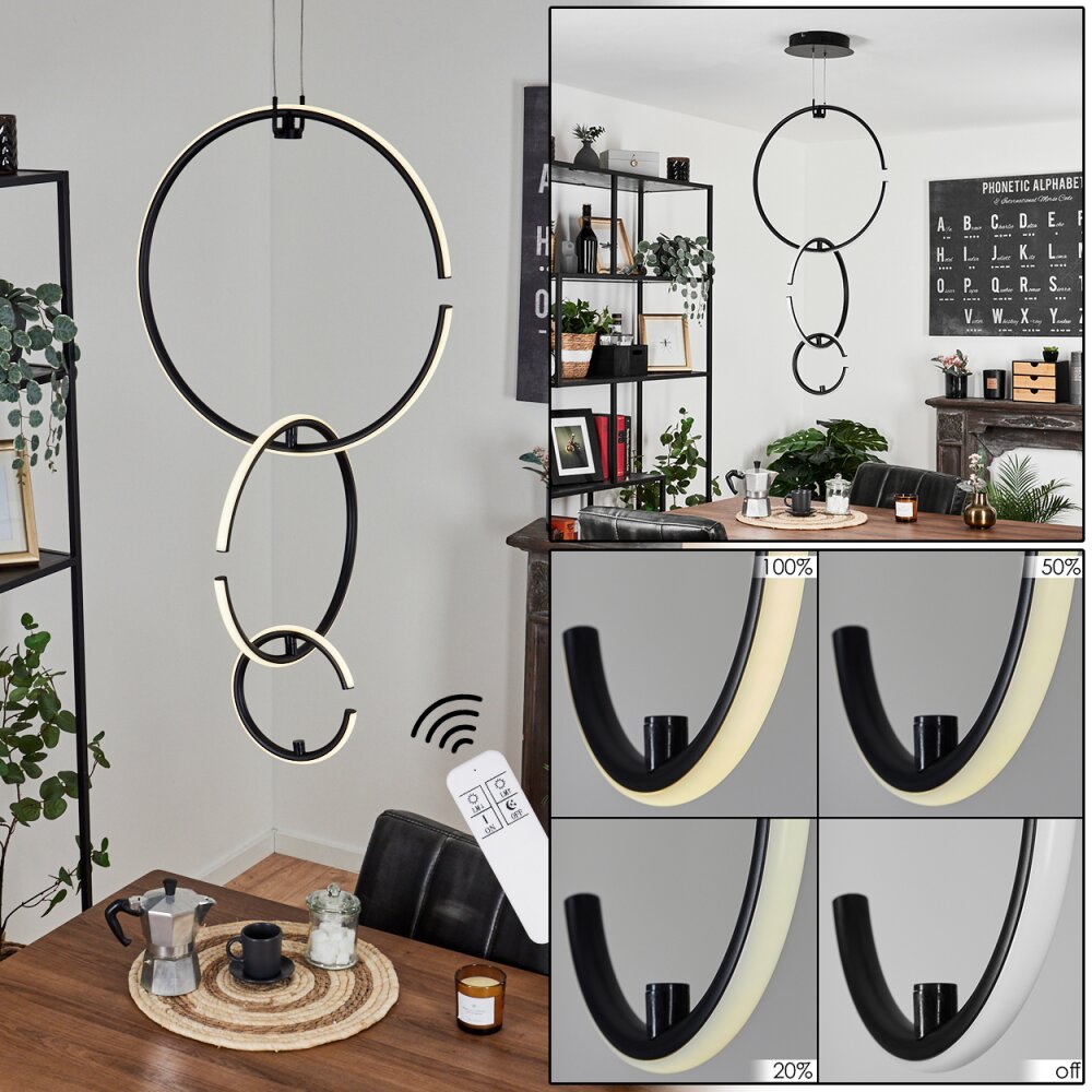 Chlak Pendelleuchte LED Schwarz, 3-flammig, Fernbedienung main product photo