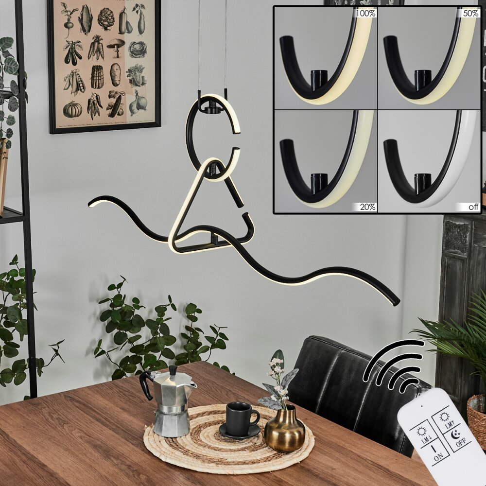 Chlak Pendelleuchte LED Schwarz, 3-flammig, Fernbedienung main product photo