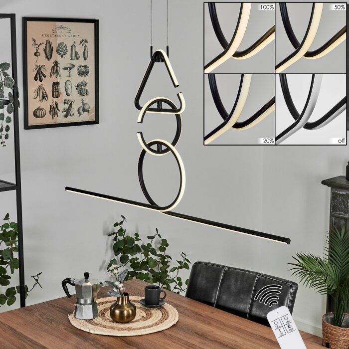 Chlak Pendelleuchte LED Schwarz, 3-flammig, Fernbedienung Chlak Pendelleuchte LED Schwarz, 3-flammig, Fernbedienung