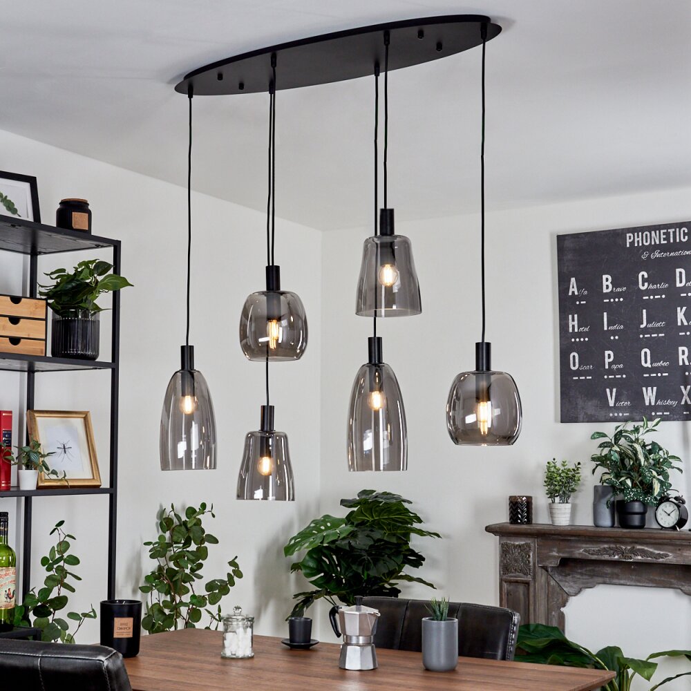 Kenong Hängeleuchte Schwarz, 6-flammig main product photo