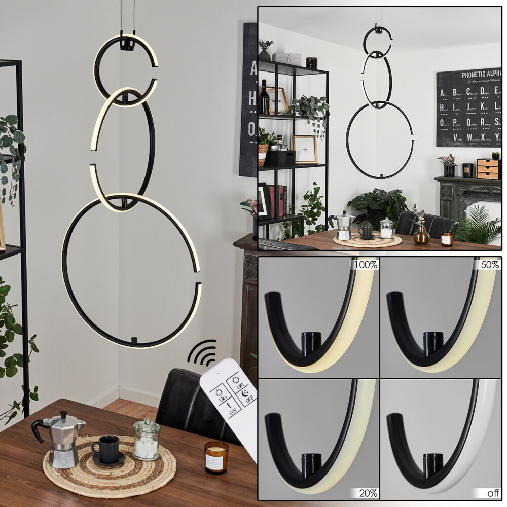 Chlak Pendelleuchte LED Schwarz, 3-flammig, Fernbedienung main product photo